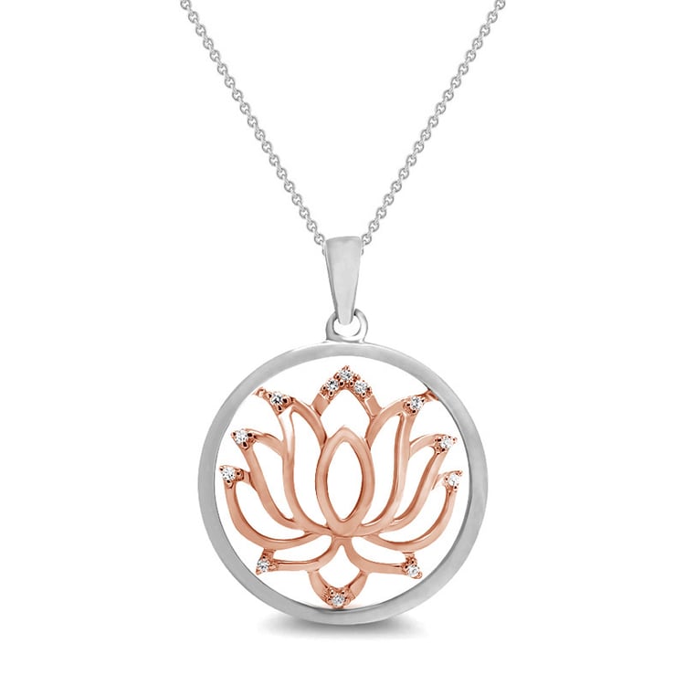 Strieborný prívesok lotos s lab-grown diamantmi Aalto 104430