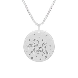 Strieborný prívesok Malý princ s líškou a gravírom