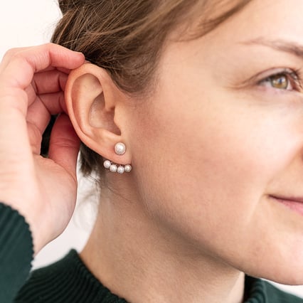 Atypické 2v1 náušnice s perlami Viola