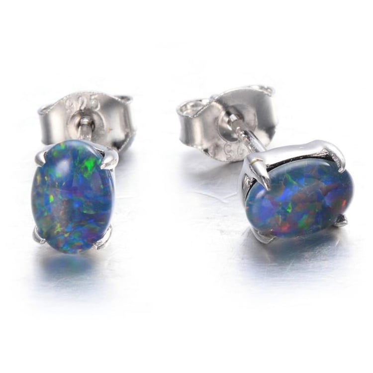 Strieborné náušnice s oválnymi opálmi Eistir