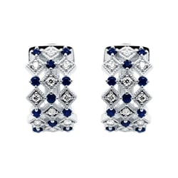 Strieborné kruhové náušnice s lab-grown diamantmi a zafírmi Solveig