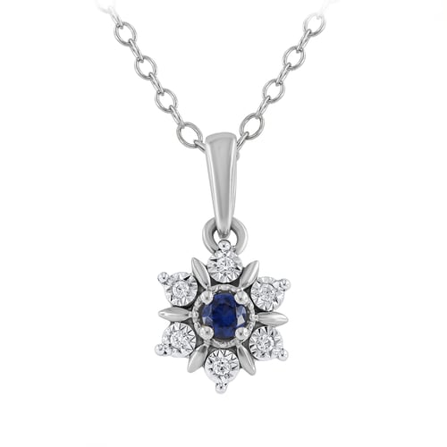 Elegantný prívesok v tvare kvetu so zafírom a lab-grown diamantmi Aarav