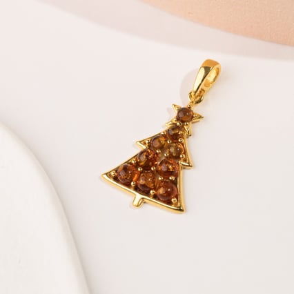 Strieborný prívesok s jantárom v tvare vianočného stromčeka Johana