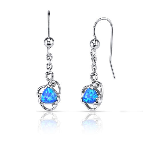 Strieborné visiace náušnice s modrými opálmi