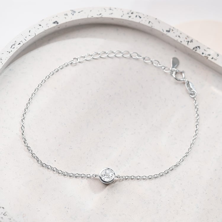 Strieborný náramok s bielym topásom Rollie 152849