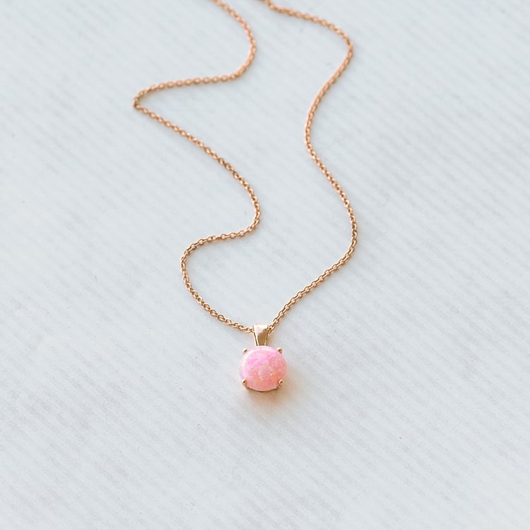 Zlatý prívesok s ružovým opálom Ninna 119573