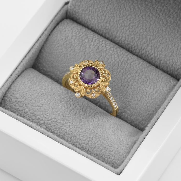 Zlatý prsteň s ametystom 17023
