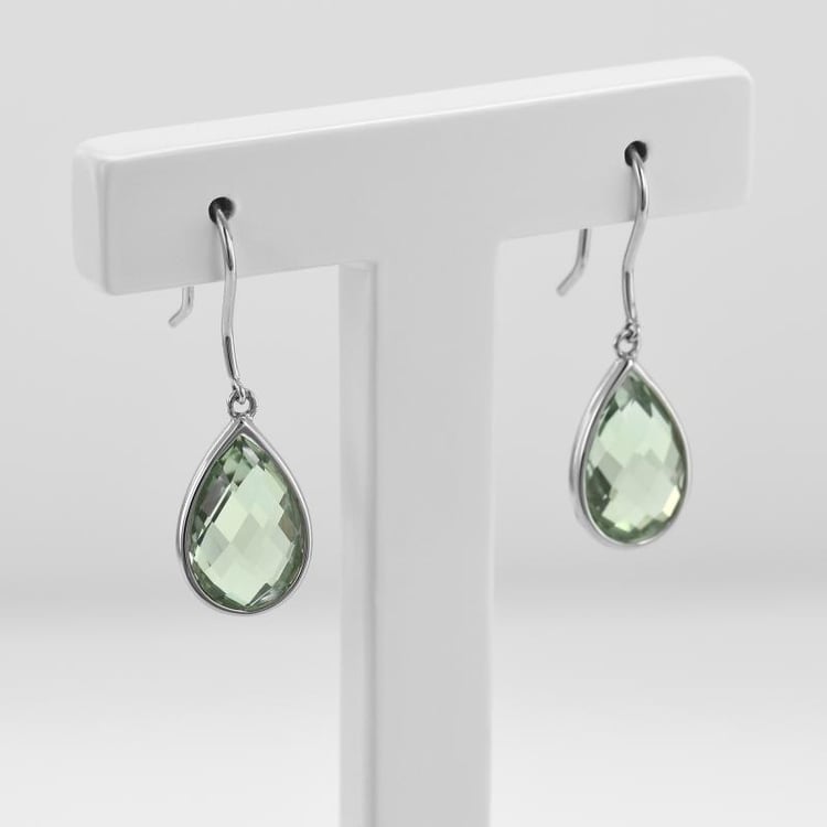 Zlaté visiace náušnice s ametystmi 46131