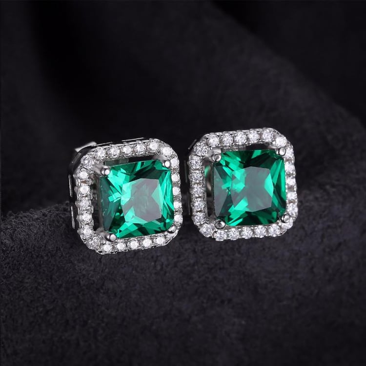 Náušnice s princess smaragdmi 21717