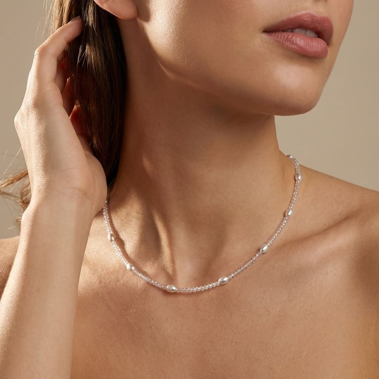 Strieborný perlový náhrdelník Ilmar 166302