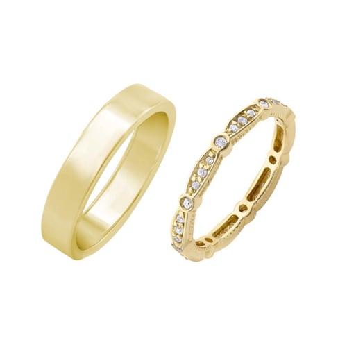 Eternity prsteň s lab-grown diamantmi a pánsky plochý prsteň Frost
