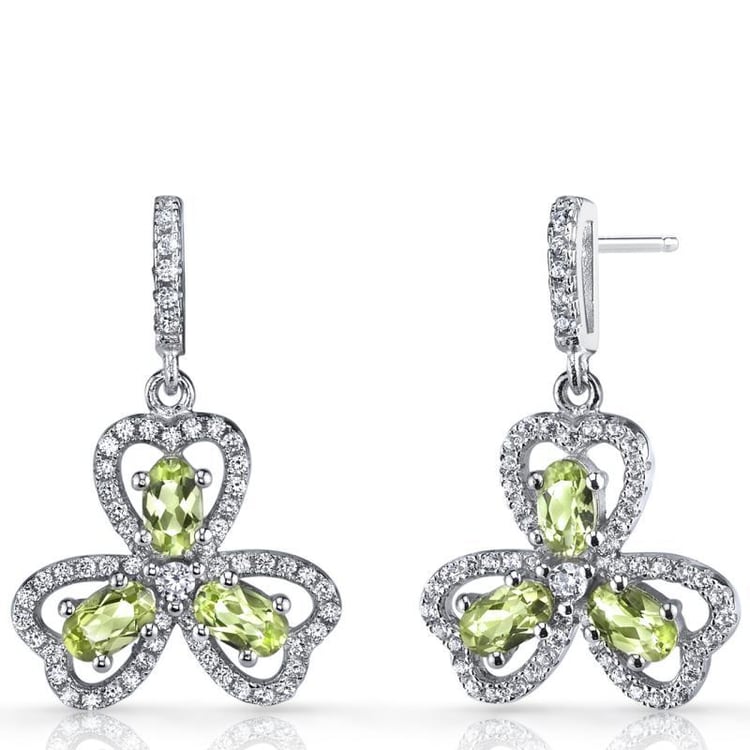 Trojlístkové náušnice s olivínmi Gertrude