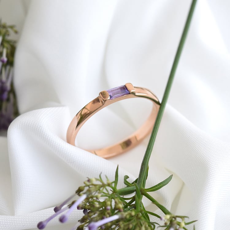 prsteň s ametystom zo zlata 82388