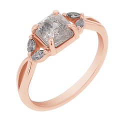 Zlatý prsteň so salt and pepper diamantom a marquise diamantmi Fai