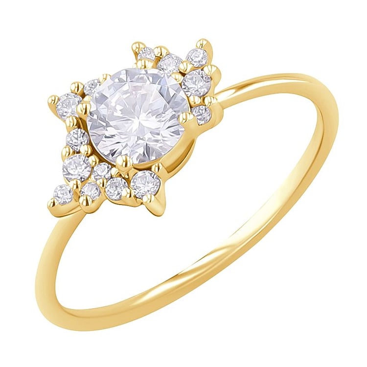 Atypický cluster zásnubný prsteň s moissanitom a lab-grown diamantmi Loreine 127764