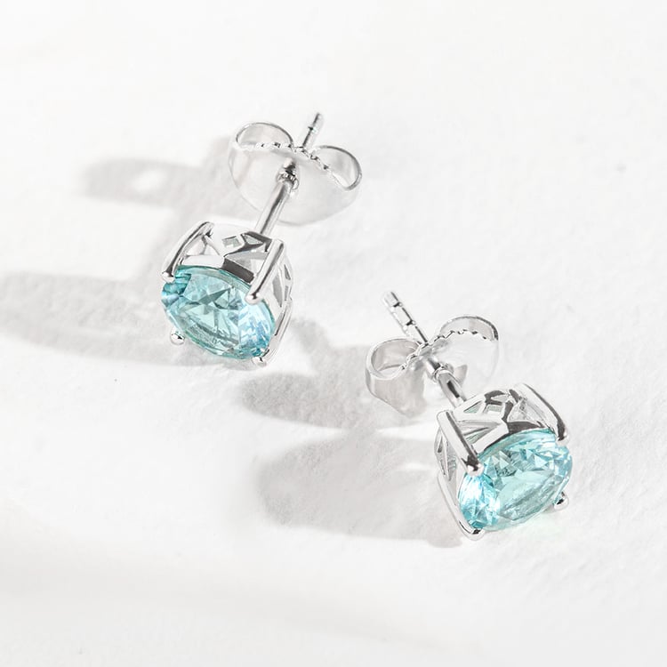 Stříbrné náušnice so simulovaným turmalínom 164382