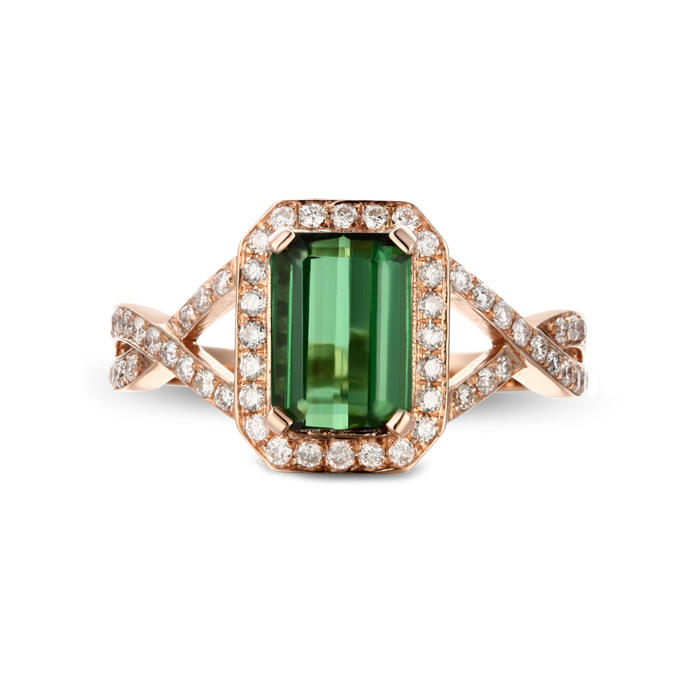 Elegantný zlatý prsteň s diamantmi a turmalínom Elaina 3659