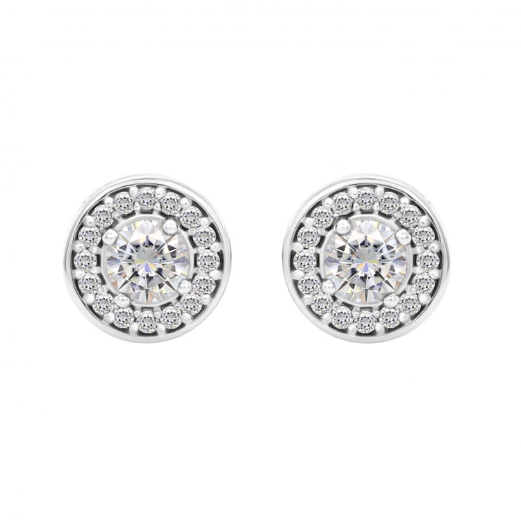 Halo náušnice s moissanitmi a diamantmi Blair 100152