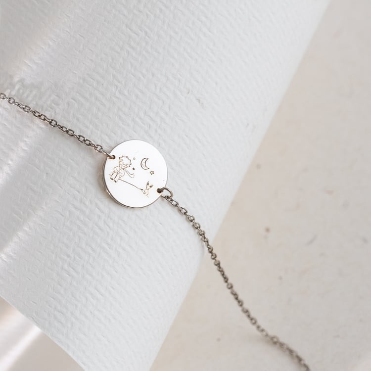 Zlatý náramok Malý princ s líškou a gravírom 124508