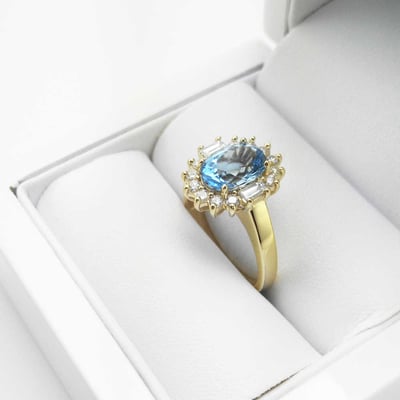 Zlatý prsteň s akvamarínom
