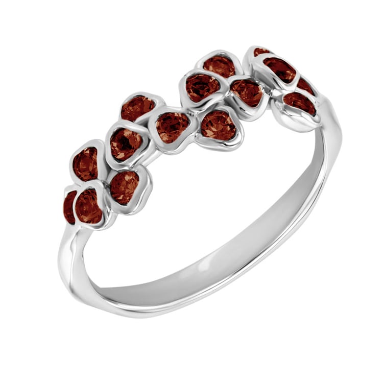 Zlatý prsteň s granátovými kvietkami Fabio