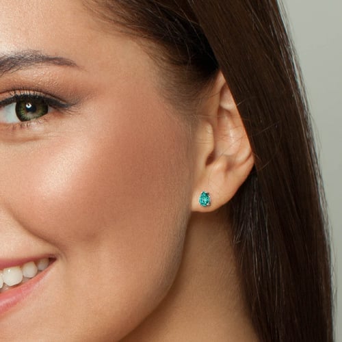 Zlaté náušnice s pear lab-grown paraiba turmalínom Ida