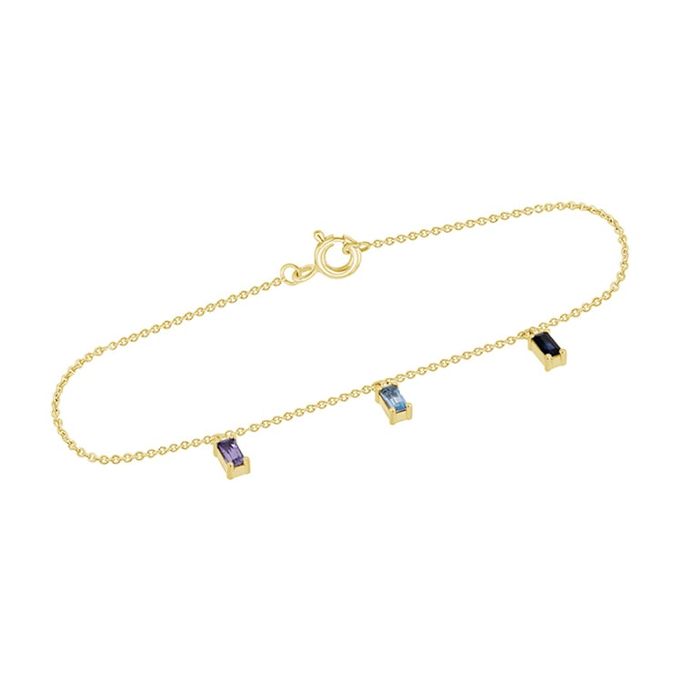 Zlatý náramok so zafírom, topásom a tanzanitom Alannis 101953