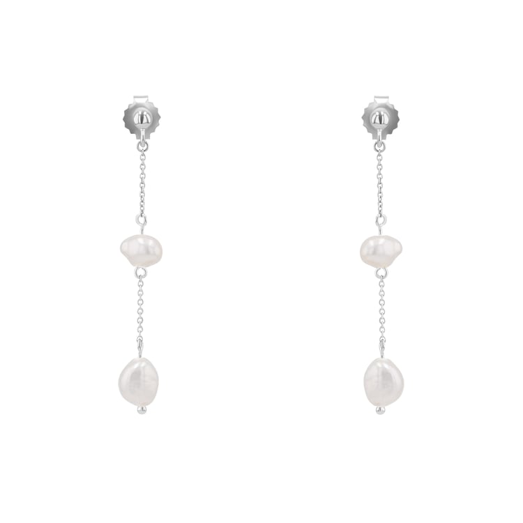Strieborné visiace náušnice s perlami Pouly 163879