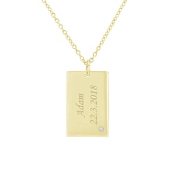 Zlatý obdĺžnikový prívesok s diamantom a gravírom Greg