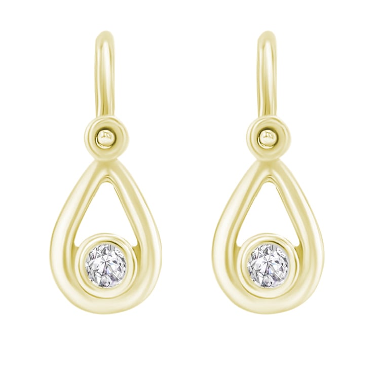 Detské náušnice s diamantmi v tvare slzy 31036