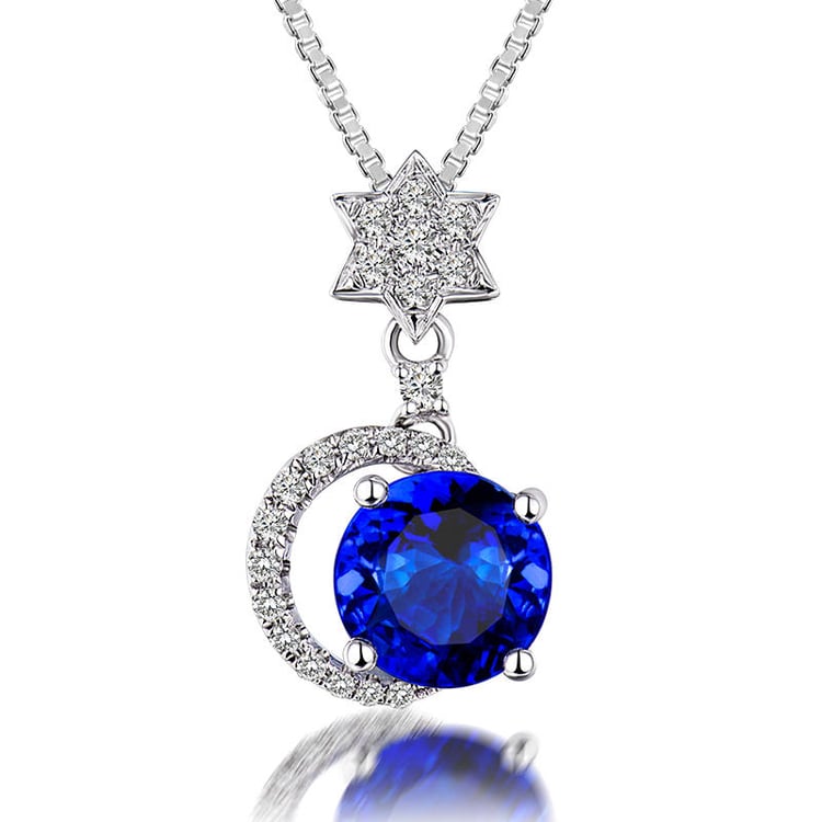 Zlatý náhrdelník s modrým tanzanitom a diamantmi Otis