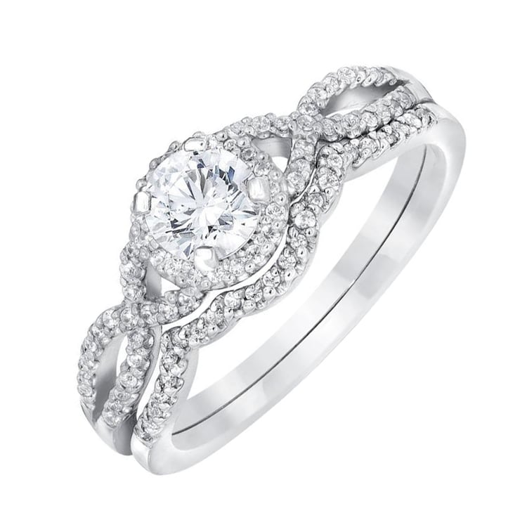 Diamantový prsteň z bieleho zlata