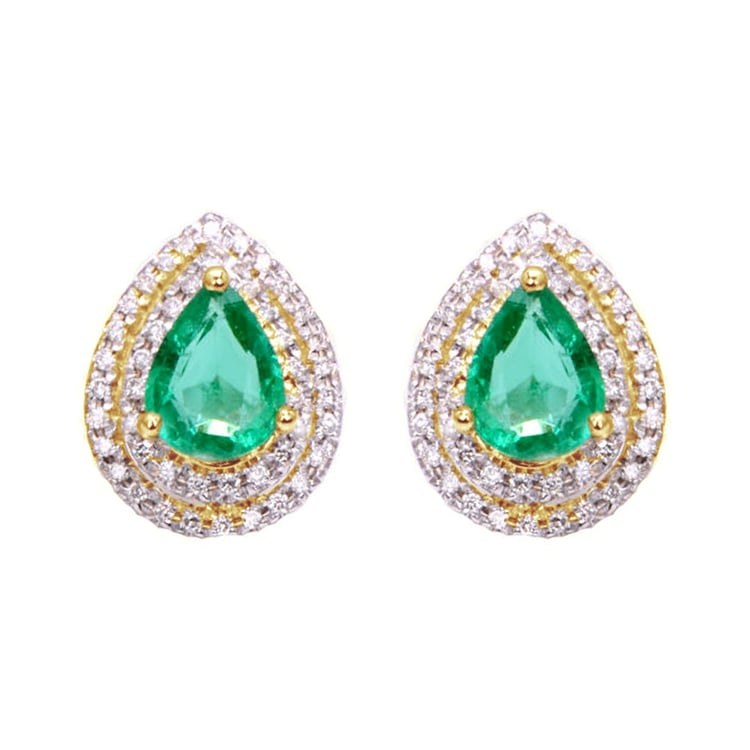 Zlaté náušnice so smaragdmi a diamantmi Lanixe