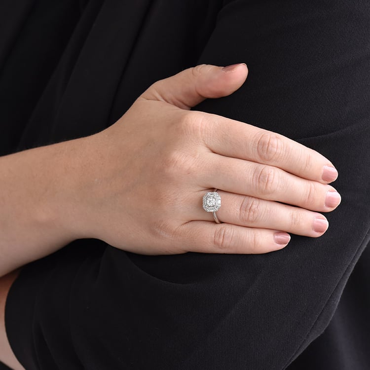 Halo prsteň s diamantmi 85613