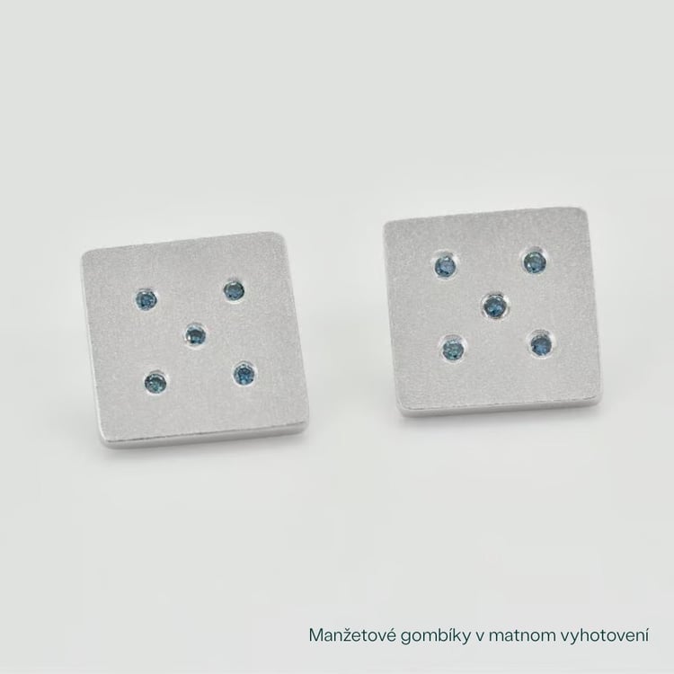 Manžetové gombíky s modrými diamantmi zo striebra Aidan 165338