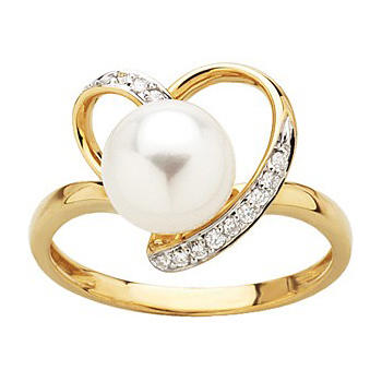 Prsteň s perlou a diamantmi zlatý 53019