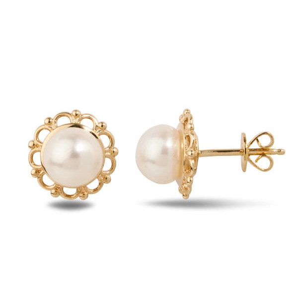 Perlové náušnice zo žltého zlata 25074