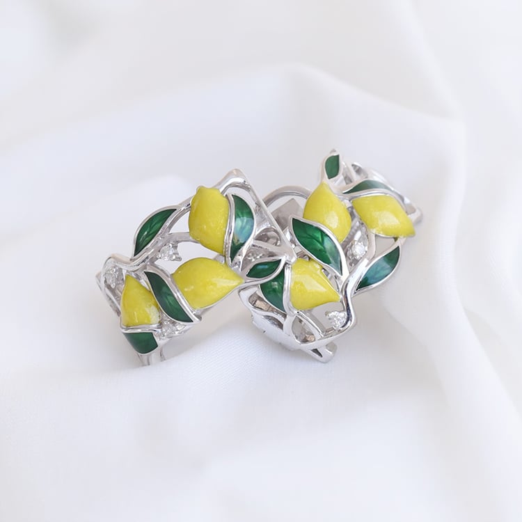 Náušnice s citrónmi zo striebra 91875