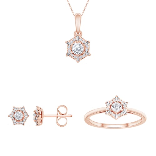Zlatý kvetinový set šperkov s lab-grown diamantmi Sallie
