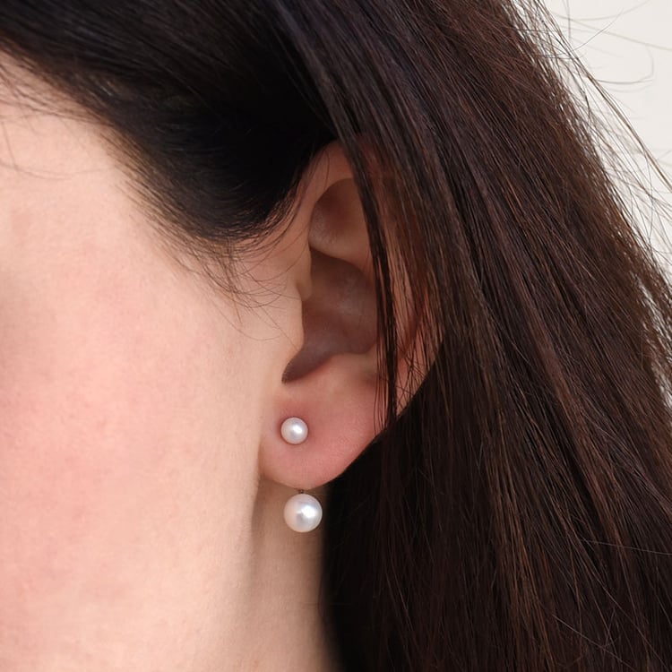 Perlové náušnice v minimalistickom štýle zo žltého zlata 80911