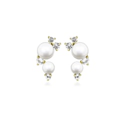 Strieborné perlové náušnice s bielym topásom Anita