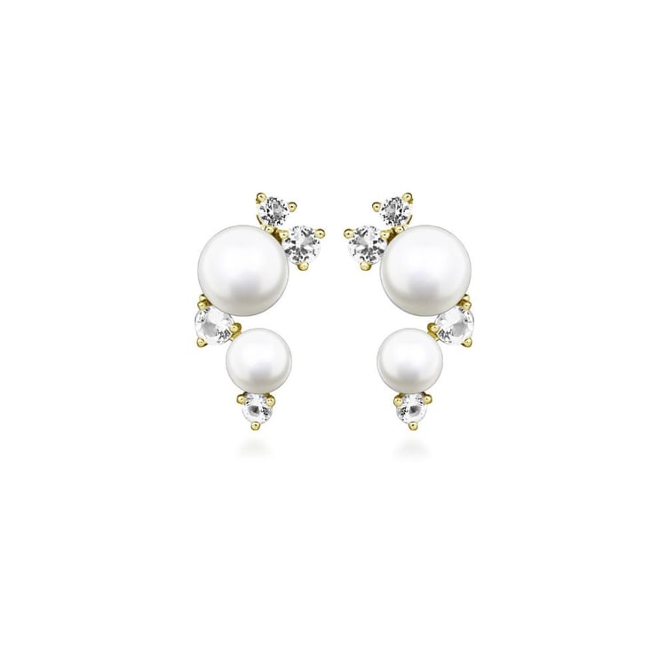 Strieborné perlové náušnice s bielym topásom