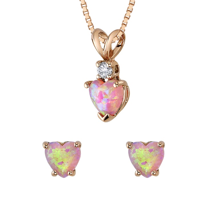 Set zlatých šperkov s ružovými opálmi