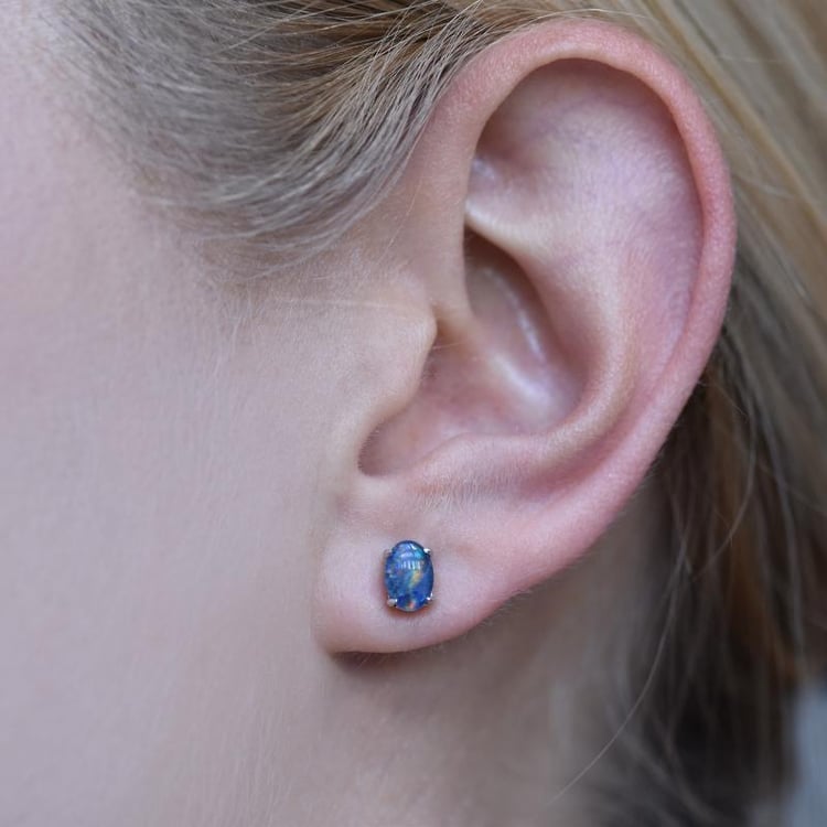 Strieborné náušnice s oválnymi opálmi 21977