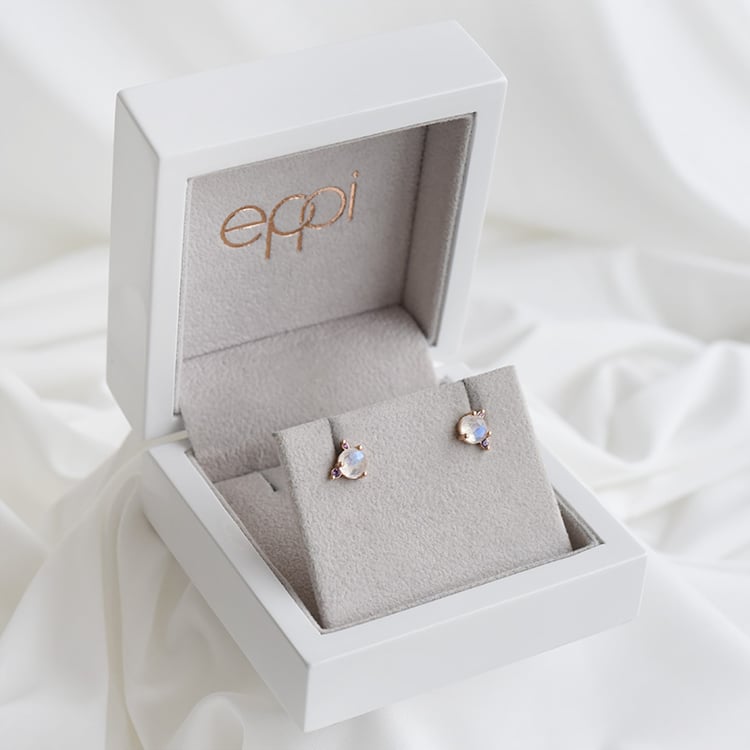 Zlaté náušnice s mesačným kameňom, ametystom 89800