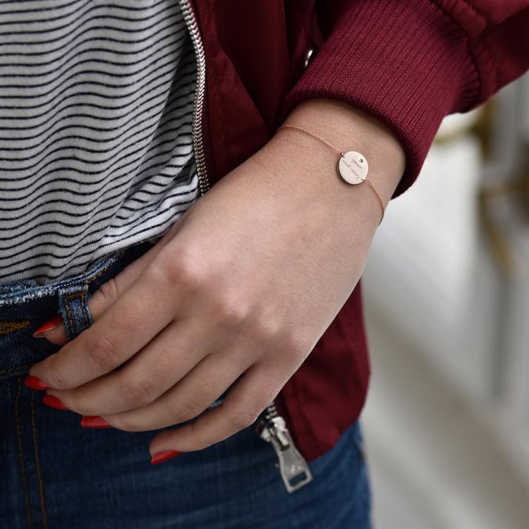 Zlatý náramok s diamantom a gravírovaním podľa vašej voľby Okira 115175