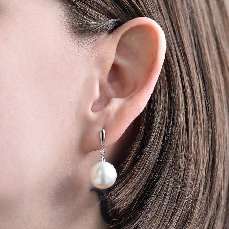 Perlové náušnice s diamantmi 13516