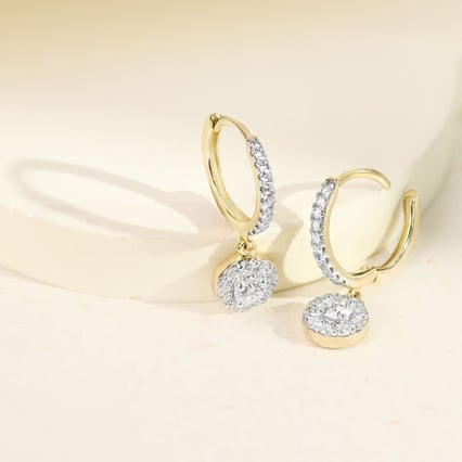 Zlaté kruhové náušnice s 0.13ct lab-grown diamantom Madhu