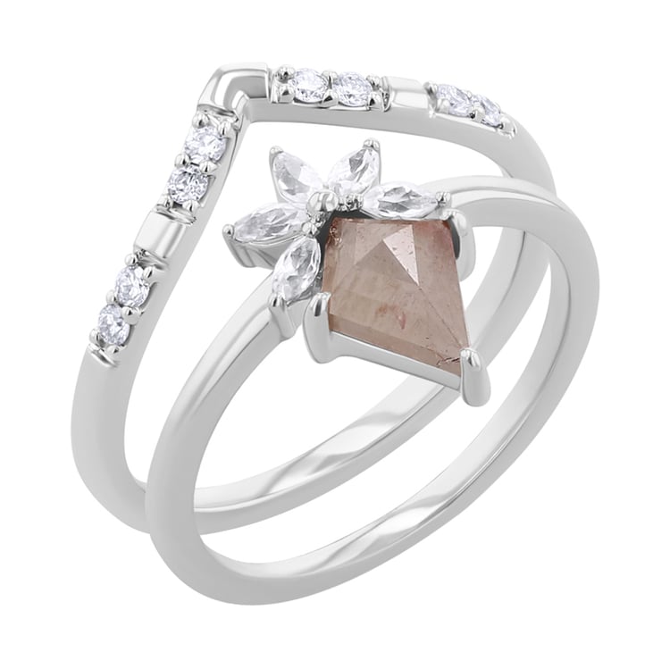 Set prsteňov so salt and pepper diamantom, lab-grown diamantmi a moissanitmi Madii