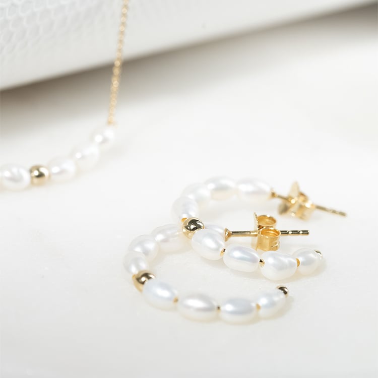 Strieborné kruhové náušnice s perlami Sazie 131936